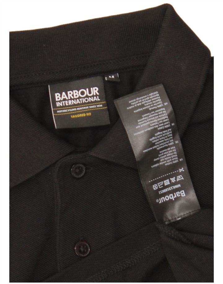 Ανδρικό μπλουζάκι πόλο Barbour, μεσαίο μαύρο βαμβακερό