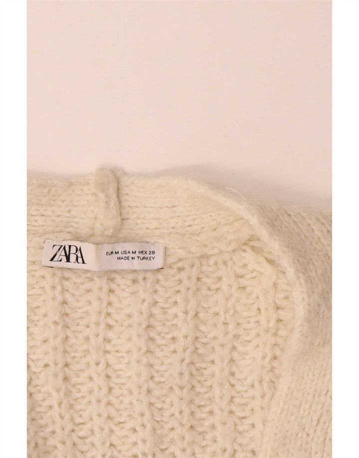 Zara Γυναικείο ανοιχτό πουλόβερ UK 14 μεσαίου μπεζ ακρυλικό
