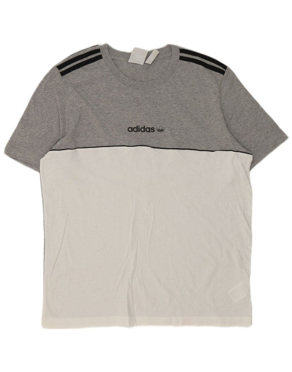 Ανδρικό γραφικό T-Shirt Adidas Top Large Grey Colourblock Βαμβακερό