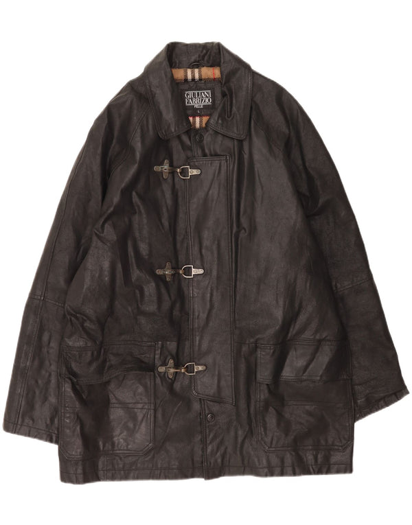 Ανδρικό δερμάτινο μπουφάν Giulia Galanti Duffle UK 40 Large Black Leather