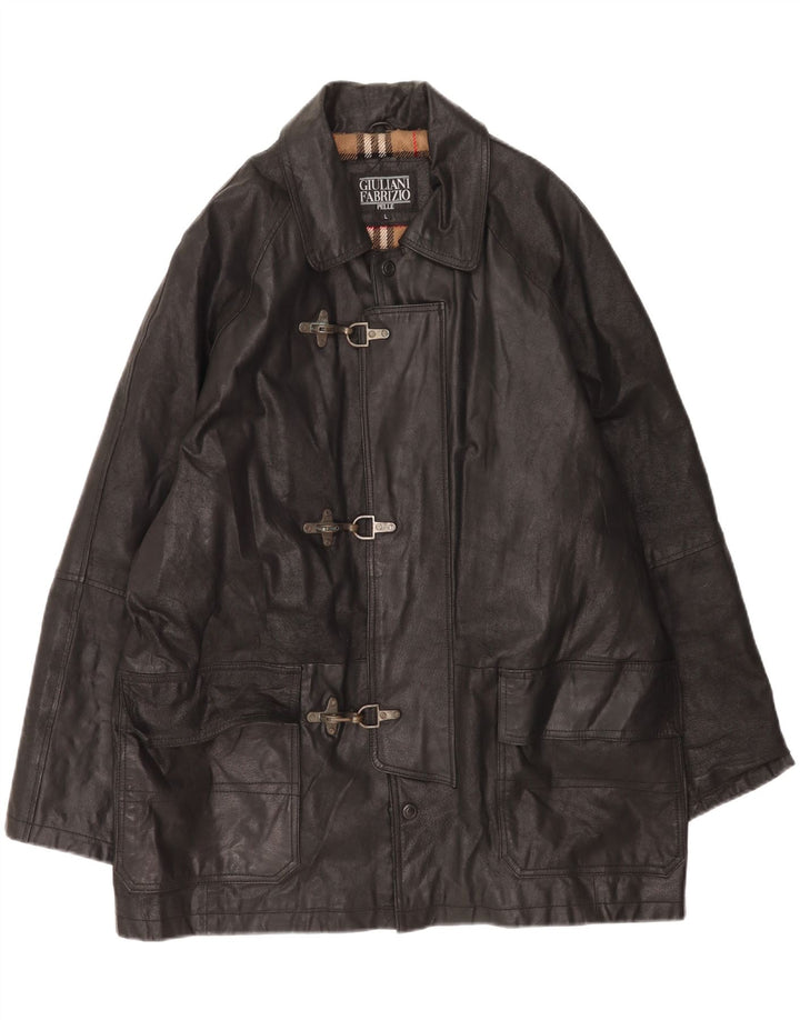 Ανδρικό δερμάτινο μπουφάν Giulia Galanti Duffle UK 40 Large Black Leather