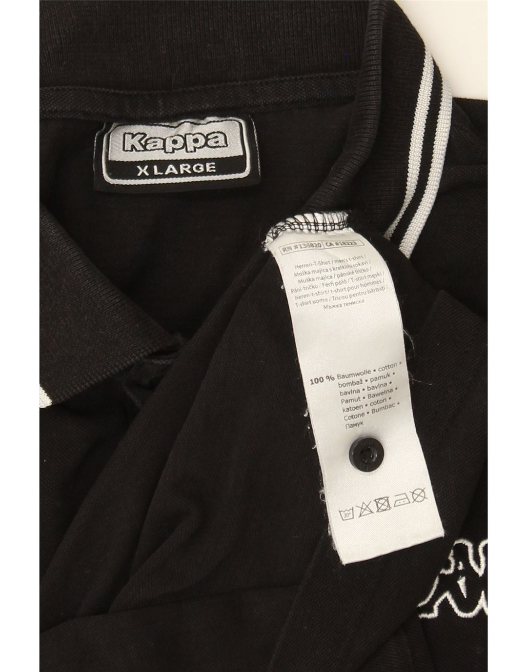 KAPPA Mens Polo Shirt XL Black Cotton Vintage Kappa and Second-Hand Kappa from Messina Hembry 