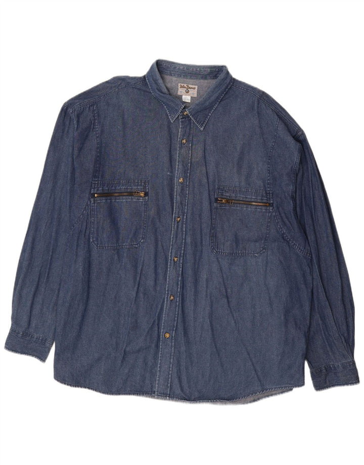 JOHN BANER Ανδρικό τζιν πουκάμισο νούμερο 18 2XL Navy Blue Cotton