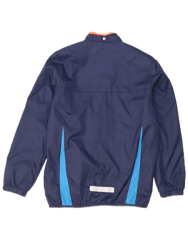 Adidas Boys Windbreaker Jacket 11-12 Years Navy Blue Colorblock Polyamide
