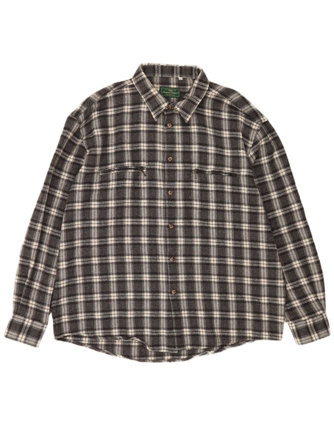 Ανδρικό φανελένιο πουκάμισο European Project 2XL Grey Check Wool
