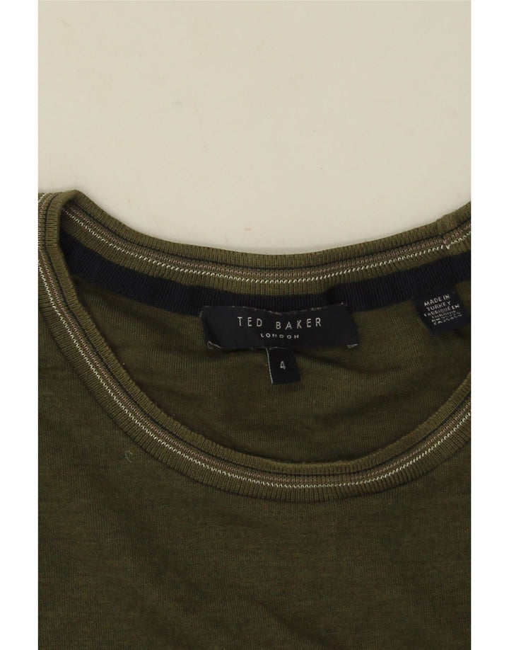 Ανδρικό T-Shirt Ted Baker Top Size 4 Large Χακί Βαμβακερό