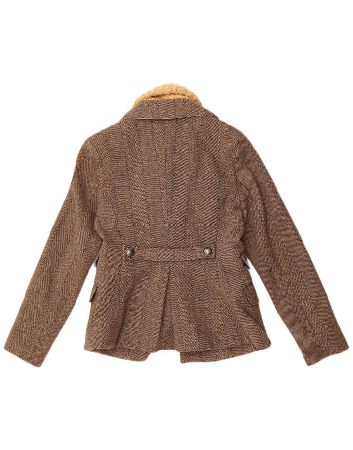 Superdry γυναικείο μπουφάν blazer UK 14 μεγάλο γκρι μαλλί ψαροκόκαλο