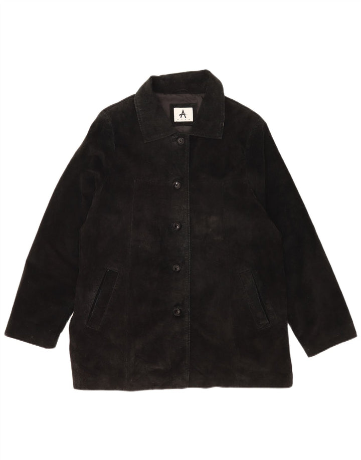 Vintage Γυναικείο Suede Jacket UK 18 XL μαύρο δέρμα