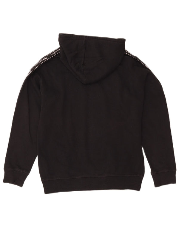 Champion Girls Graphic Hoodie Jumper 11-12 ετών μεγάλο μαύρο βαμβακερό