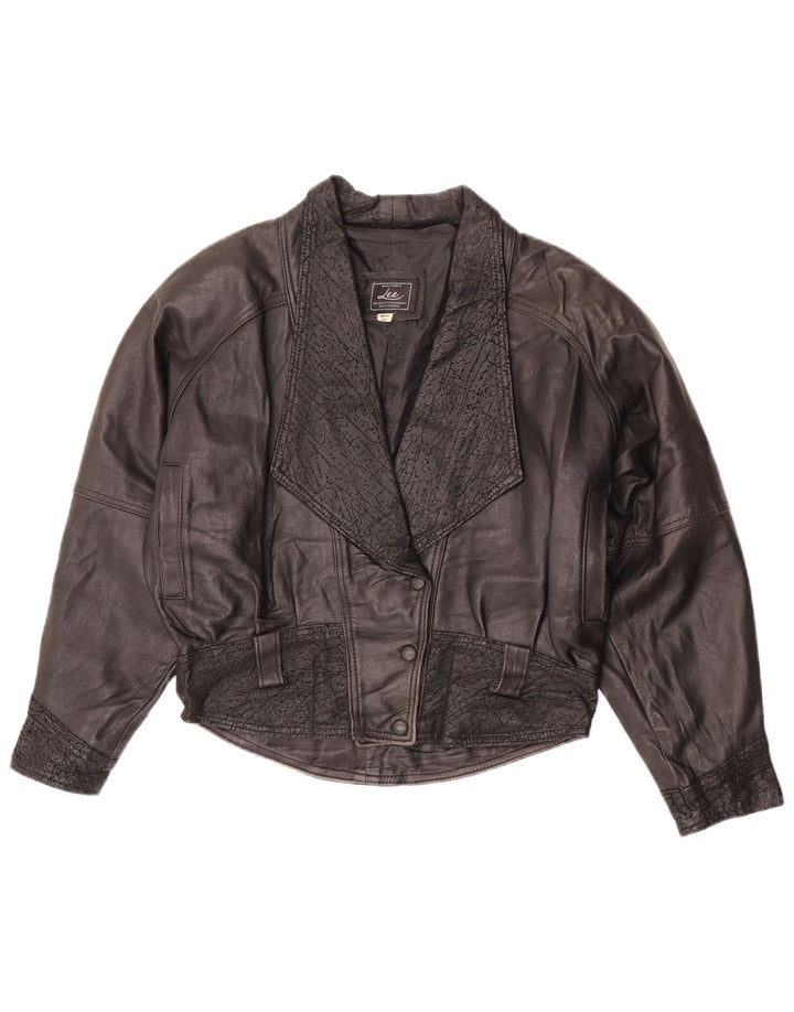 Lee Womens Oversized Δερμάτινο Μπουφάν UK 10 Small Black Leather