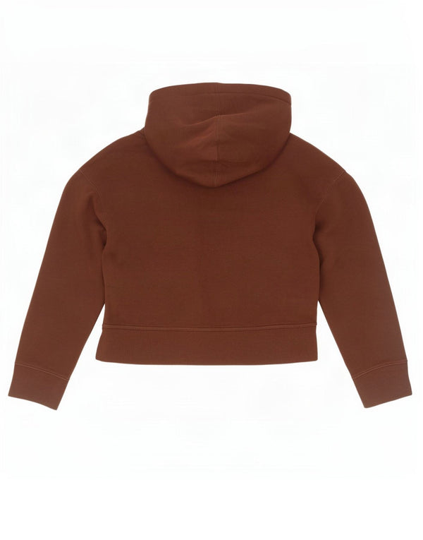 Zara Womens Crop Oversized Hoodie Jumper UK 10 Small Brown Βαμβακερό