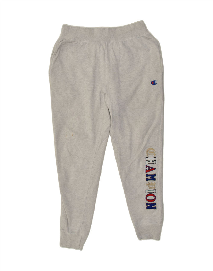 CHAMPION Womens Graphic Tracksuit Trousers Joggers UK 14 Large Grey Cotton | Vintage Champion | Thrift | Second-Hand Champion | Used Clothing | Messina Hembry 