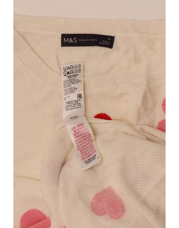 Marks & Spencer Γυναικείο πουλόβερ με λαιμόκοψη UK 14 Medium White Heart