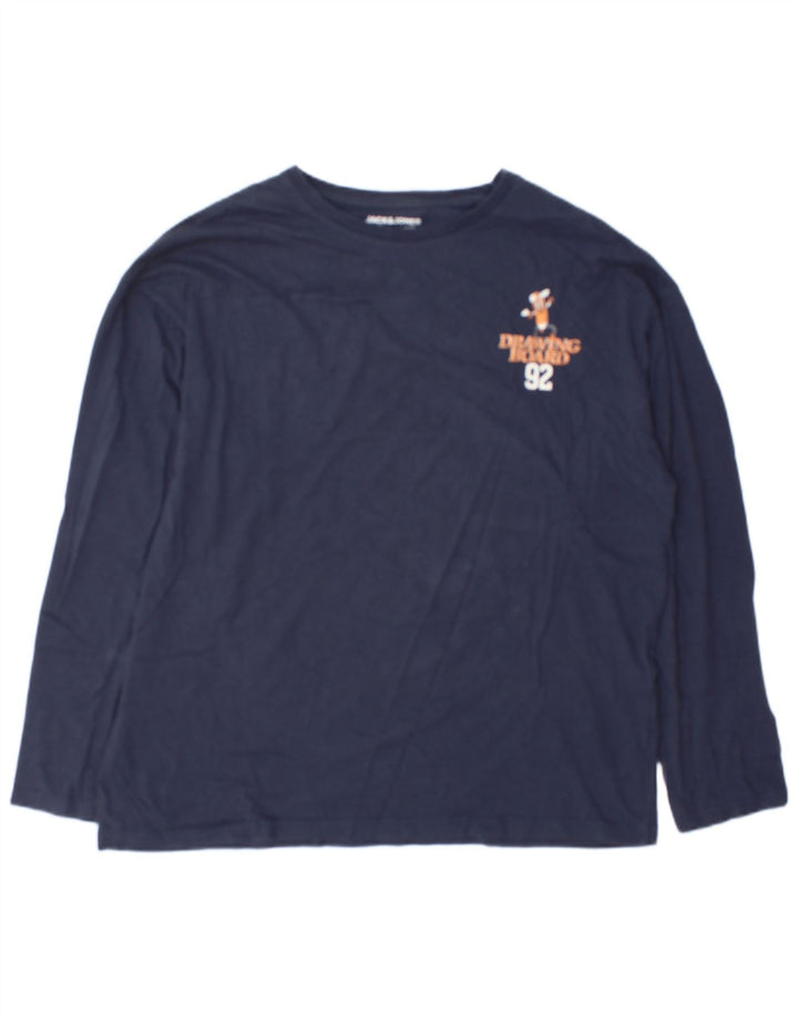 Jack & Jones Ανδρικό γραφικό μπλουζάκι μακρυμάνικο μεγάλο γαλάζιο βαμβακερό