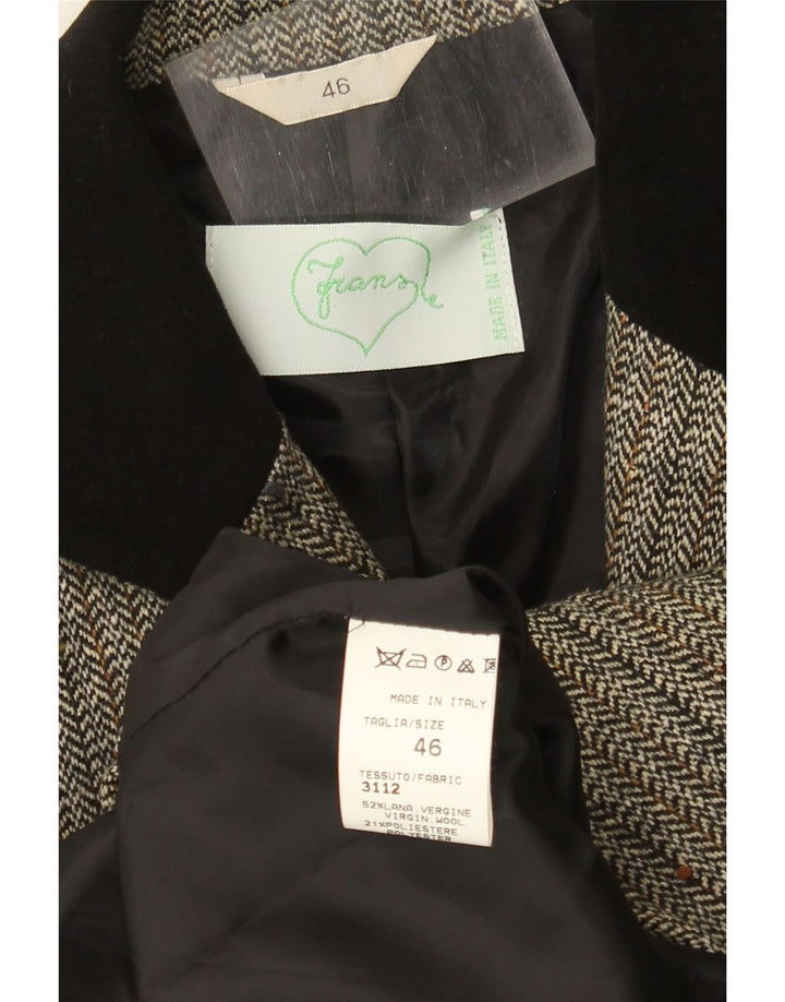 Vintage γυναικείο τζάκετ blazer IT 46 μεγάλο γκρι μαλλί ψαροκόκαλο