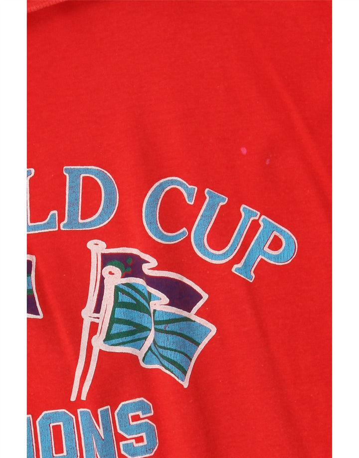 Vintage γυναικείο υπερμεγέθη γραφικό μπλουζάκι IT 42 μεσαίο κόκκινο βαμβακερό