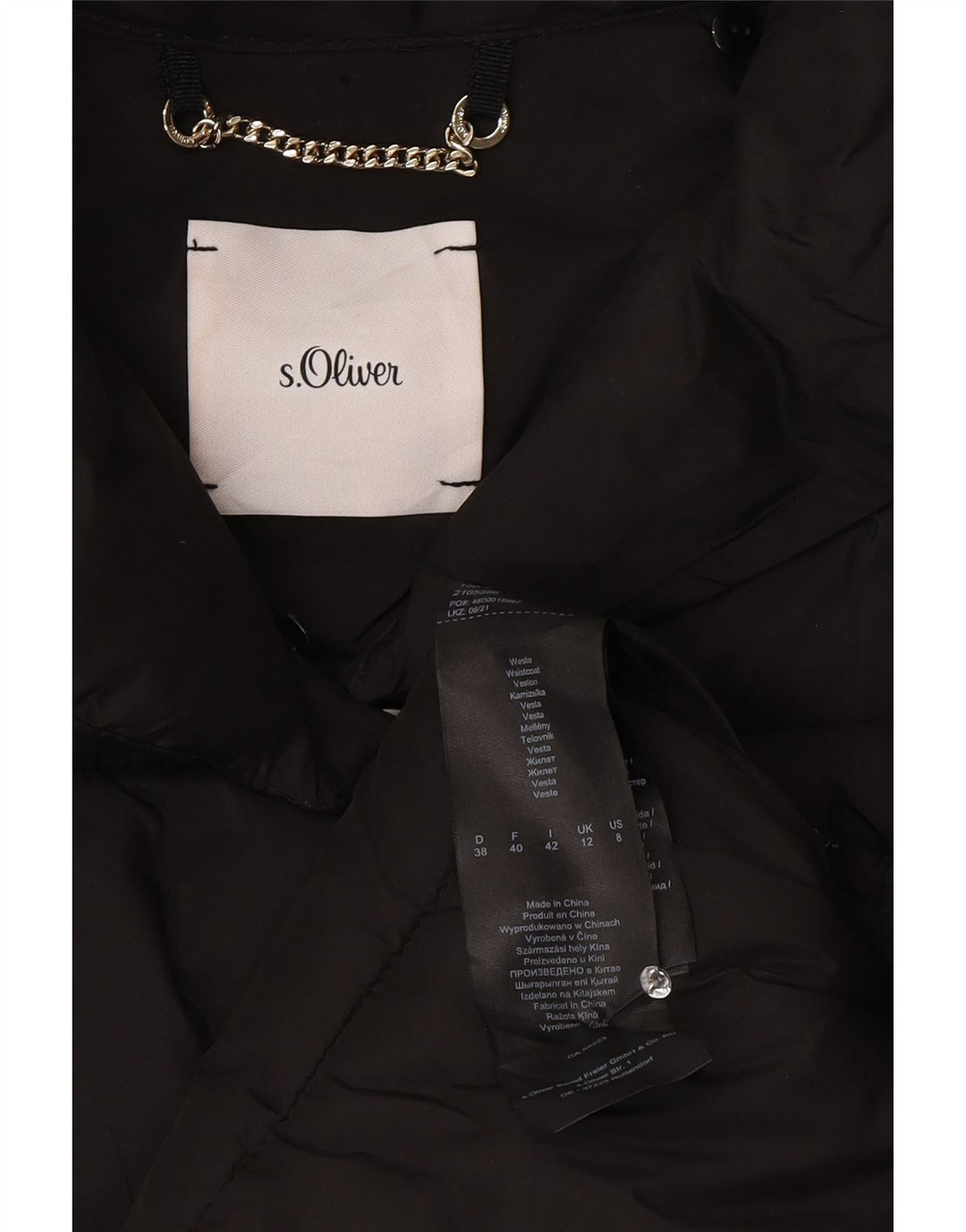 S.Oliver Γυναικείο αμάνικο παλτό UK 12 μεσαίο μαύρο πολυεστέρας