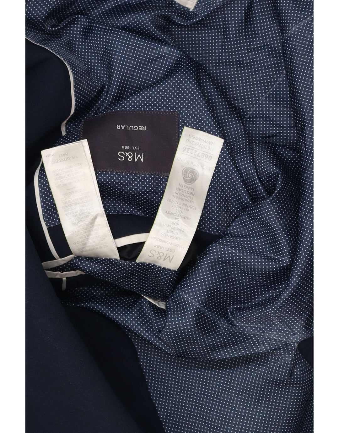 MARKS & SPENCER Ανδρικό μπλέιζερ με 2 κουμπιά κανονική εφαρμογή UK 44 XL Navy Blue