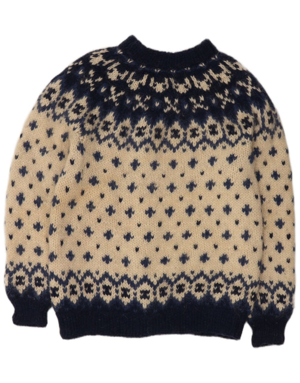 Γυναικείο πουλόβερ με ζακέτα VINTAGE UK 16 Large Off White Fair Isle