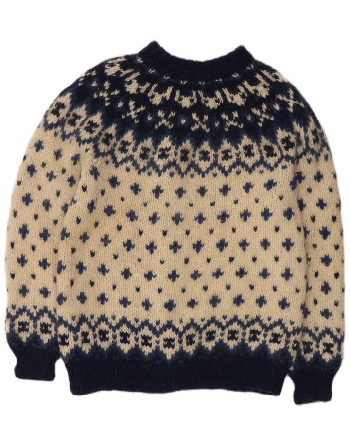 Γυναικείο πουλόβερ με ζακέτα VINTAGE UK 16 Large Off White Fair Isle