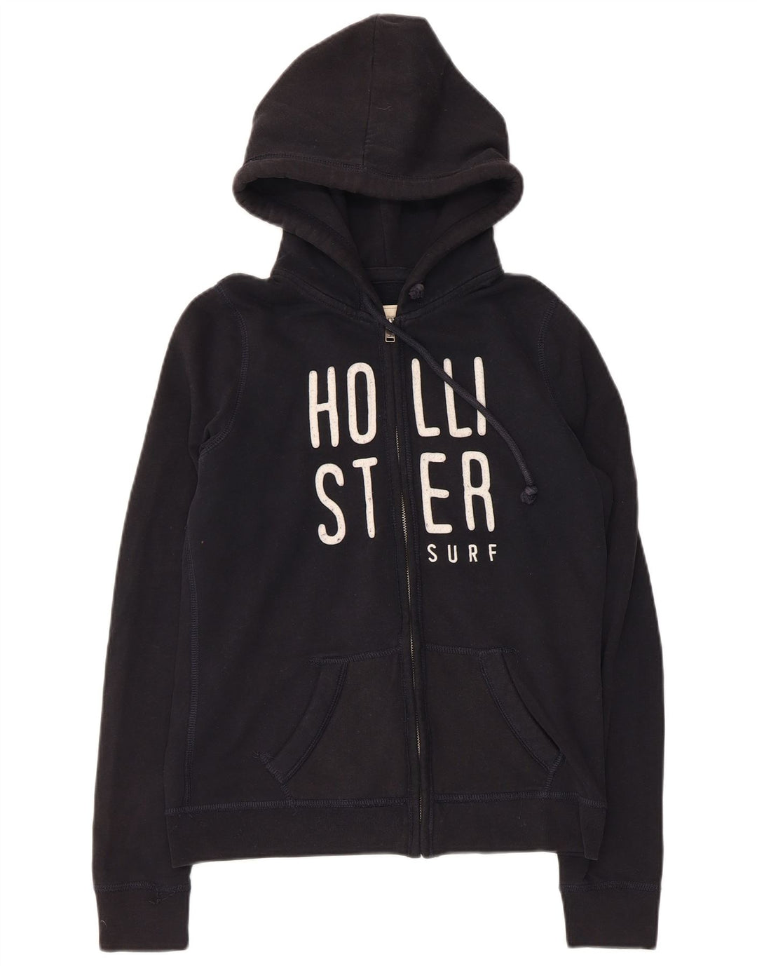 HOLLISTER Γυναικείο πουλόβερ με κουκούλα με φερμουάρ UK 12 μεσαίο μαύρο