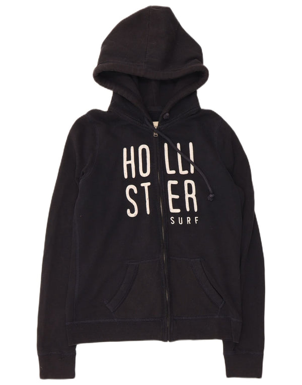 HOLLISTER Γυναικείο πουλόβερ με κουκούλα με φερμουάρ UK 12 μεσαίο μαύρο