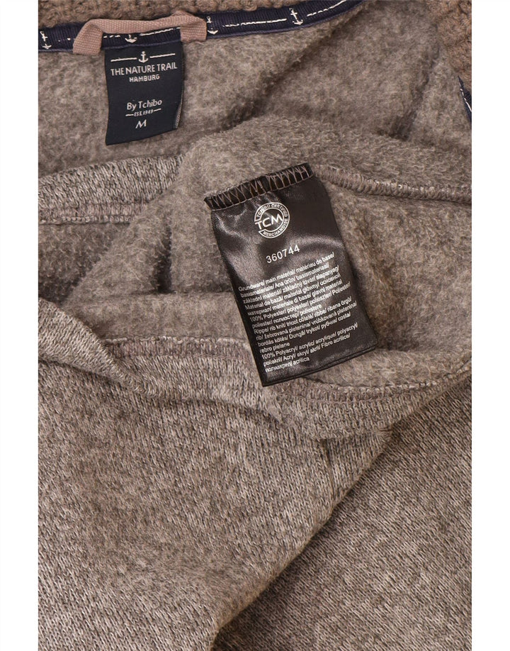 VINTAGE Γυναικείο πουλόβερ με φερμουάρ με κουκούλα UK 14 Μεσαίο γκρι πολυεστέρα