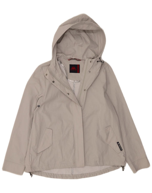Kappa Womens Hooded Windbreaker Jacket UK 14 Medium Grey Cotton