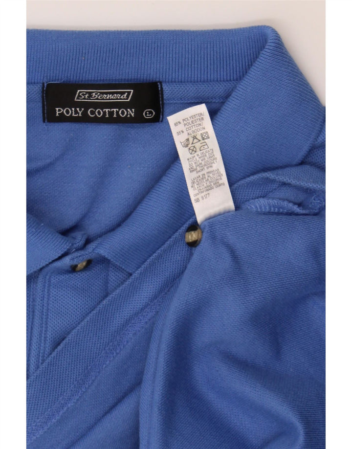 ST. BERNARD Mens Polo Shirt Large Blue Polyester Vintage St. Bernard and Second-Hand St. Bernard from Messina Hembry 