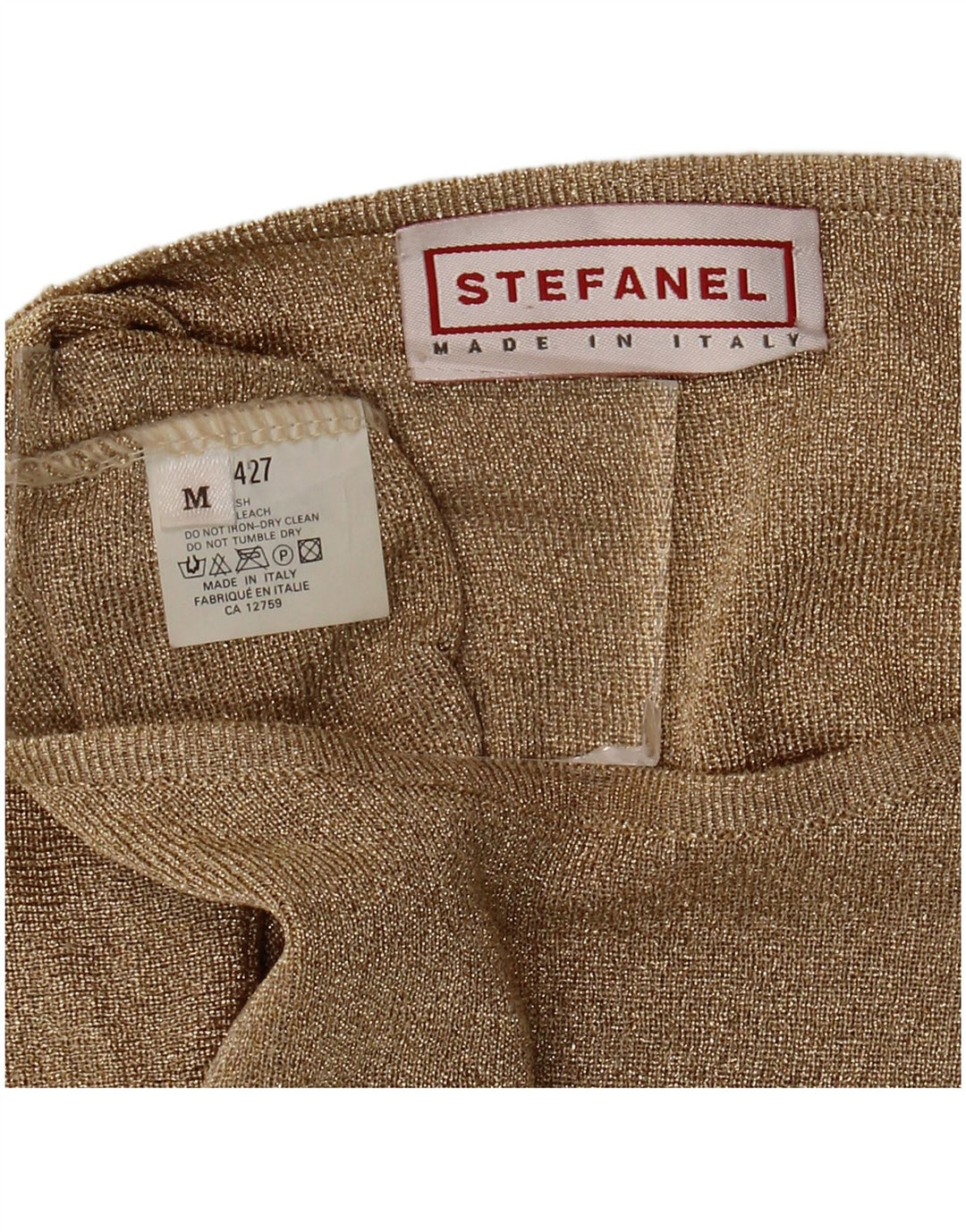 Stefanel Γυναικείο υπερμεγέθη μακρυμάνικο UK 14 Medium Gold Cupro