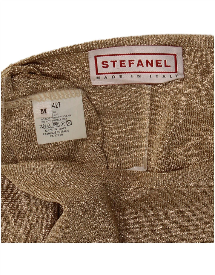 Stefanel Γυναικείο υπερμεγέθη μακρυμάνικο UK 14 Medium Gold Cupro