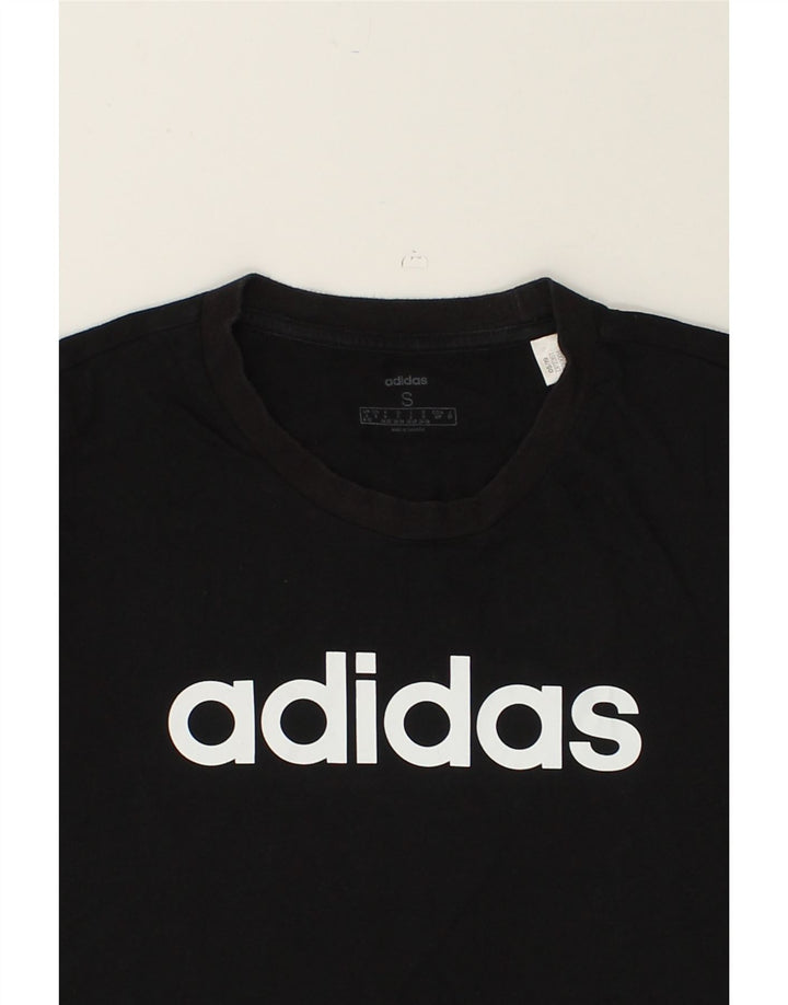 ADIDAS Womens Graphic T-Shirt Top UK 10 Small Black Cotton | Vintage Adidas | Thrift | Second-Hand Adidas | Used Clothing | Messina Hembry 