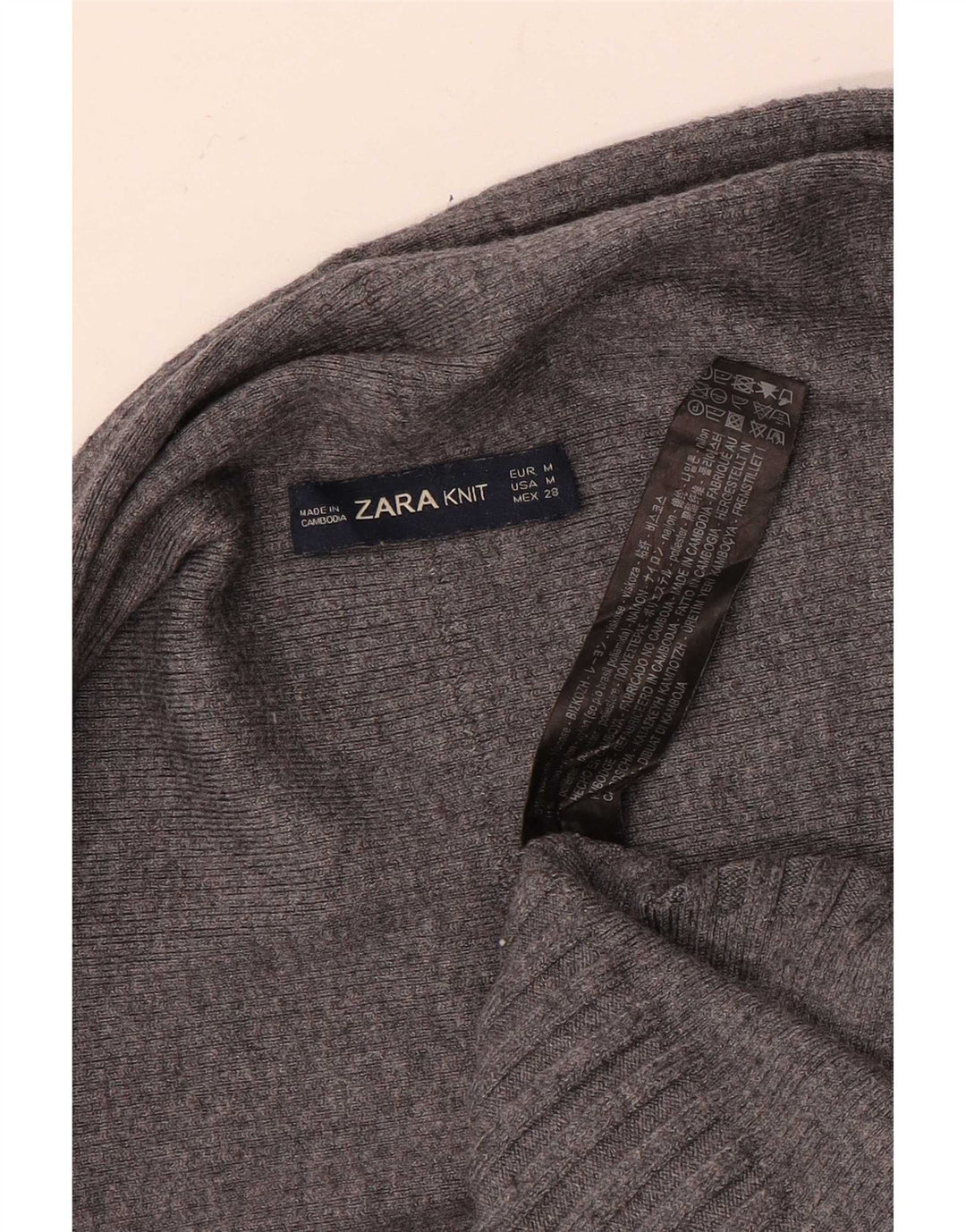 Zara Γυναικείο ασύμμετρο ανοιχτό πουλόβερ ζακέτα UK 14 μεσαίο γκρι βισκόζη