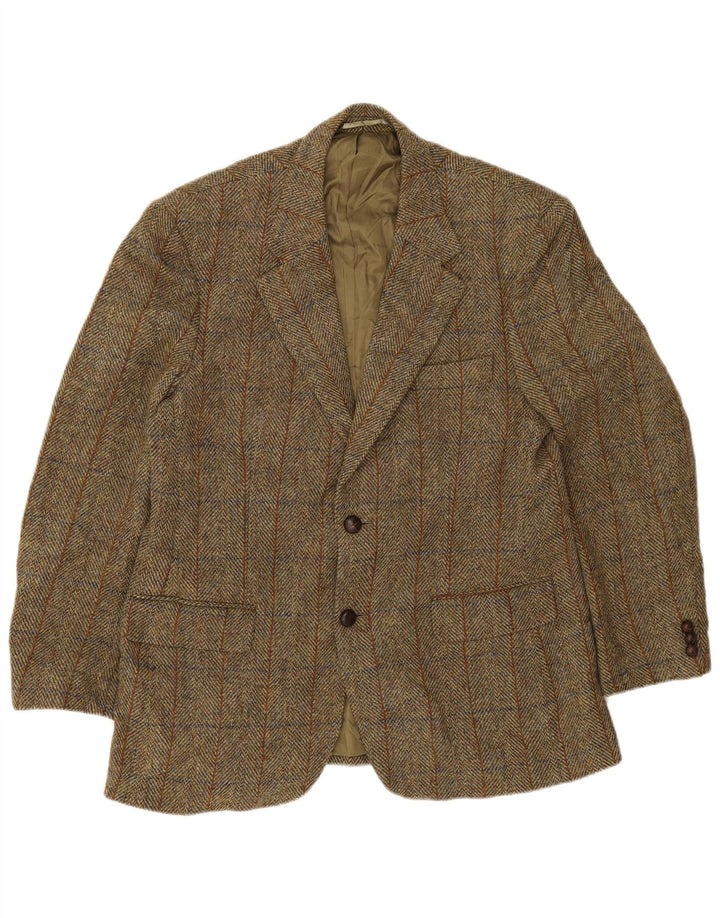 Harris Tweed Ανδρικό σακάκι σακάκι 2 κουμπιών UK 40 μεγάλο πράσινο ψαροκόκαλο