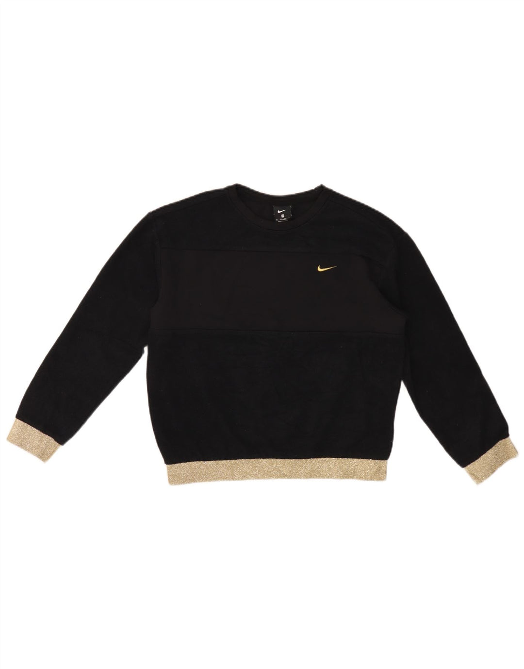 Nike Γυναικείο Oversized Φούτερ Jumper UK 6 XS Μαύρο Colourblock Polyester