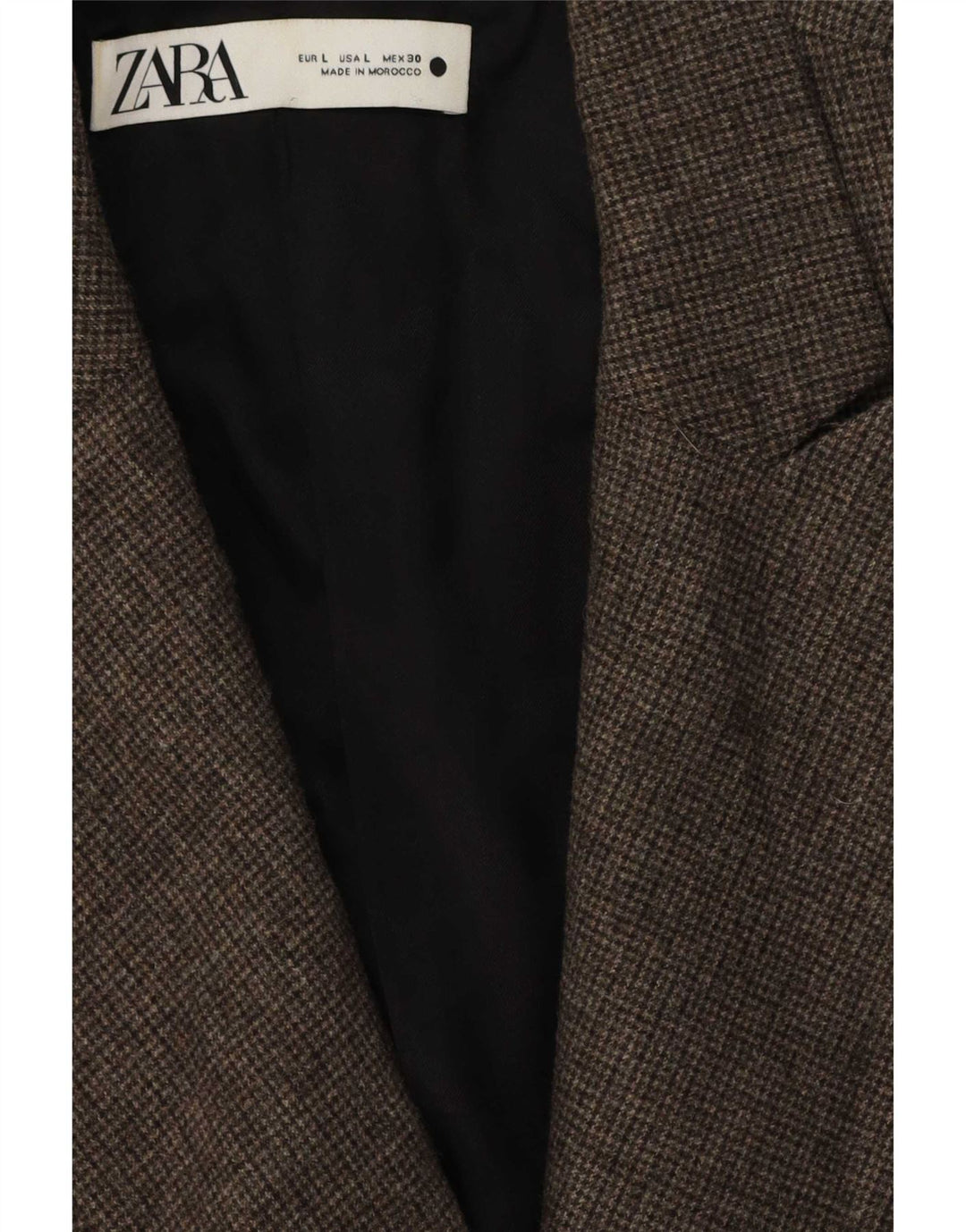 Zara Γυναικείο σακάκι με διπλό στήθος UK 16 Large Brown Houndstooth