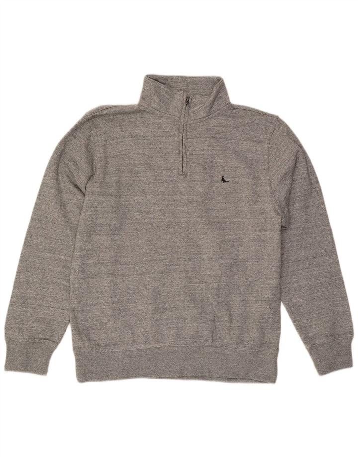 Jack Wills Ανδρικό φούτερ με φερμουάρ σε κλασική εφαρμογή με μεγάλο γκρι χρώμα