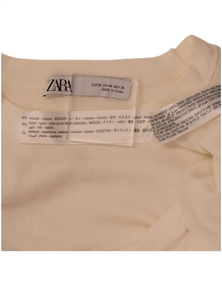 ZARA Womens Crew Neck Jumper Sweater UK 12 Medium White Viscose