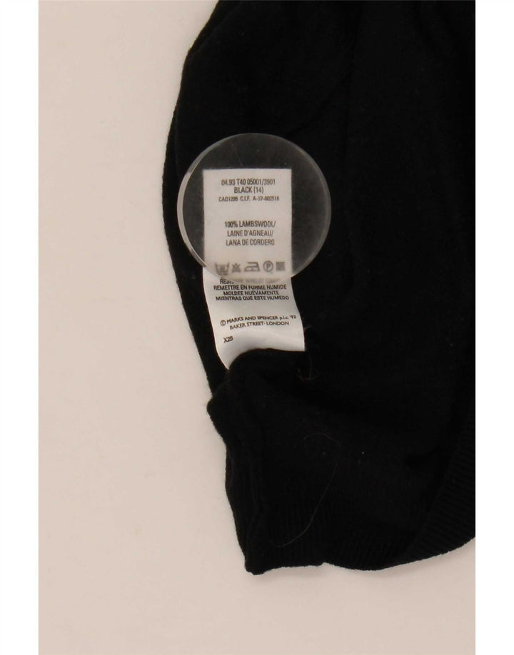 Marks & Spencer Γυναικείο Crop Roll Neck Jumper πουλόβερ UK 14 μεγάλο μαύρο μαλλί