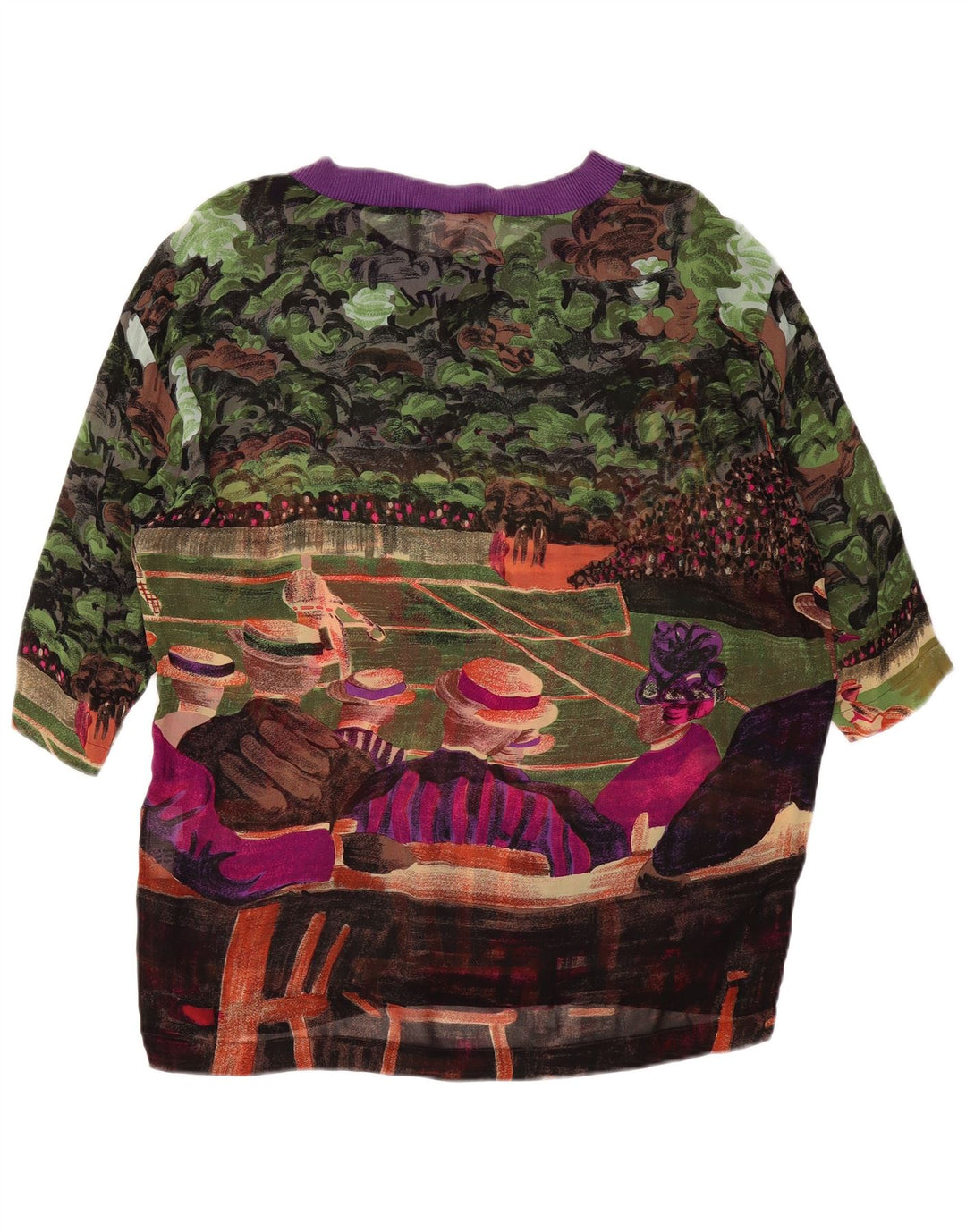 VINTAGE Γυναικεία Abstract Pattern Μπλούζα Top UK 14 Large πολύχρωμη