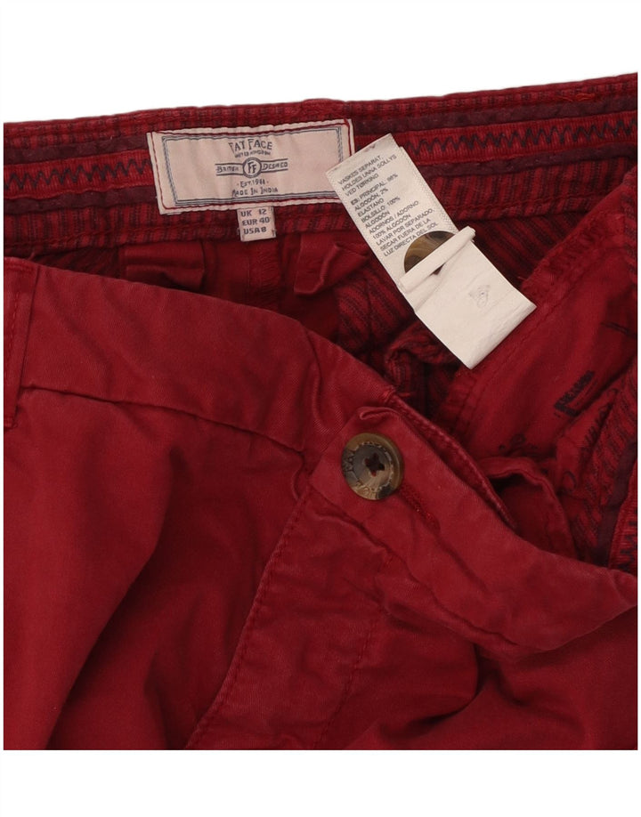 FAT FACE Womens Straight Capri Trousers UK 12 Medium W34 L23 Red Cotton