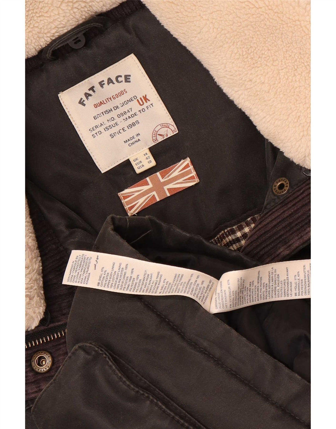 Γυναικείο μπουφάν Parka με κουκούλα Fat Face UK 12 μεσαίο μαύρο βαμβακερό