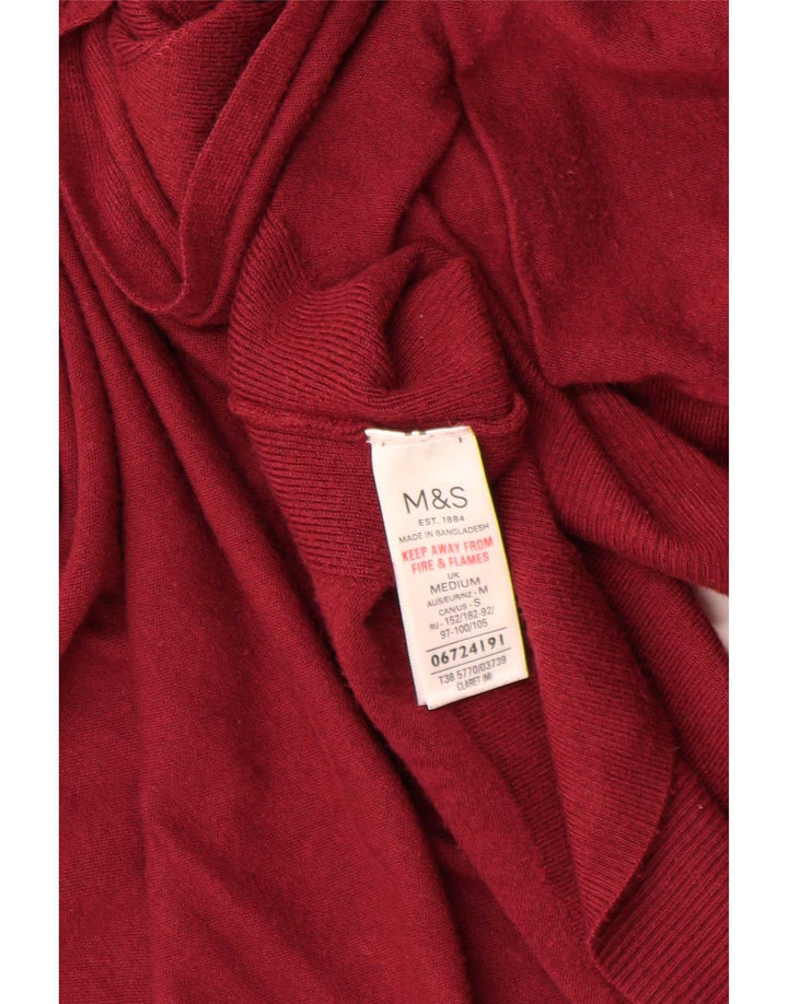 Marks & Spencer Γυναικείο Longline ανοιχτό πουλόβερ ζακέτα UK 14 Medium Burgundy