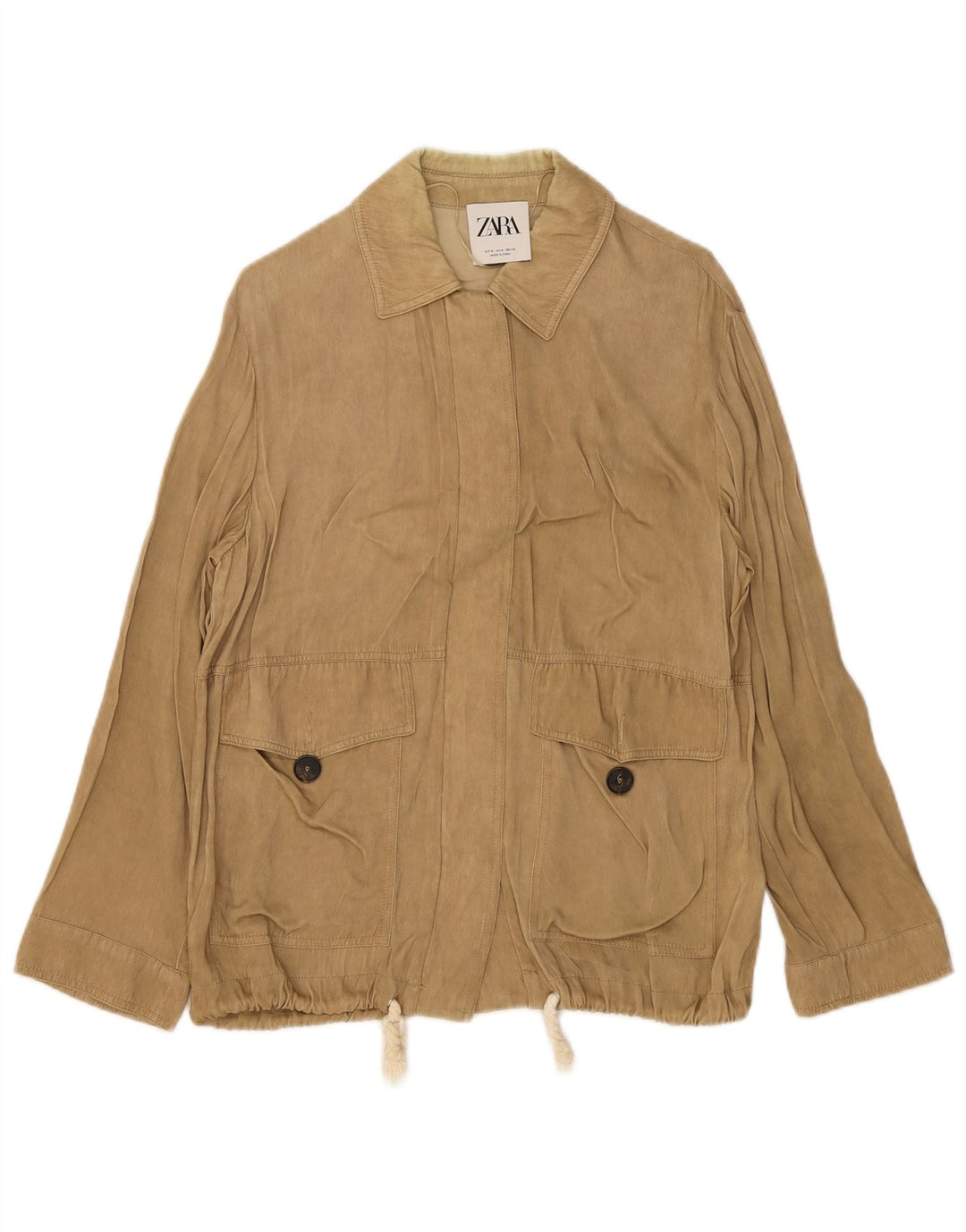 Zara Γυναικείο Utility Jacket UK 10 Small Beige Viscose