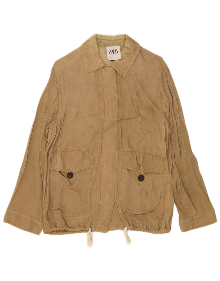Zara Γυναικείο Utility Jacket UK 10 Small Beige Viscose
