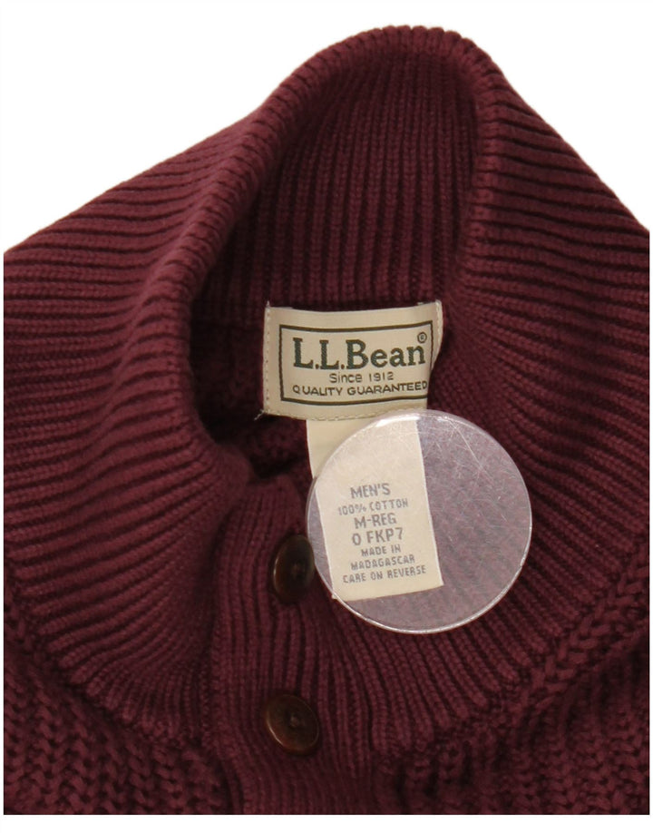 Ανδρικό πουλόβερ με λαιμόκοψη L.L.Bean, μεσαίο βαμβακερό μπορντό