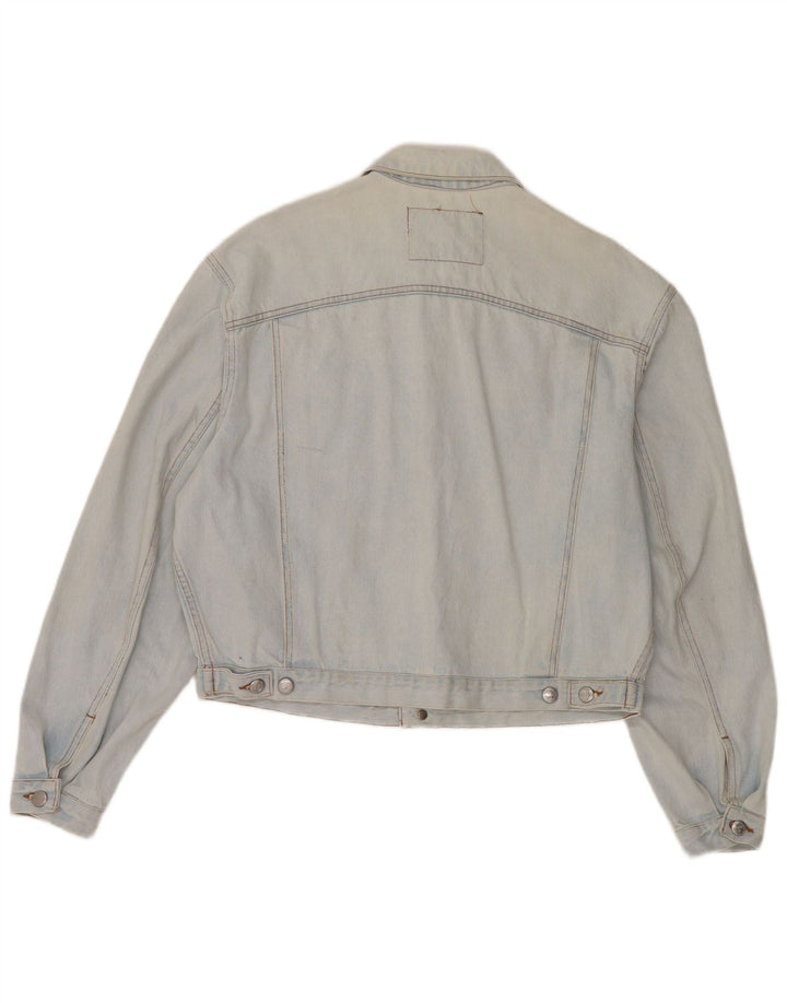 RIFLE Γυναικείο Crop Oversized Τζιν μπουφάν UK 10 Small Blue Cotton