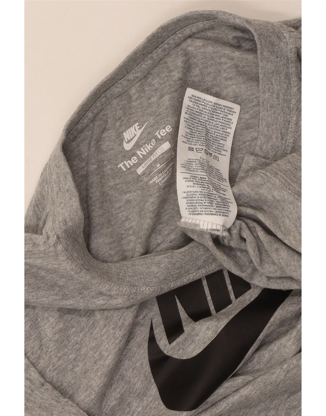 Γυναικείο γραφικό μπλουζάκι NIKE Crop Loose Fit Top UK 14 Medium Grey Flecked