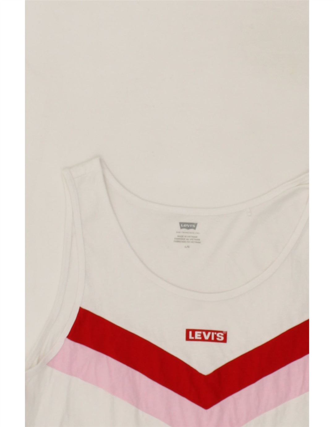 LEVI'S Womens Vest Top UK 14 Large White Striped Cotton Vintage Levi's and Second-Hand Levi's from Messina Hembry 