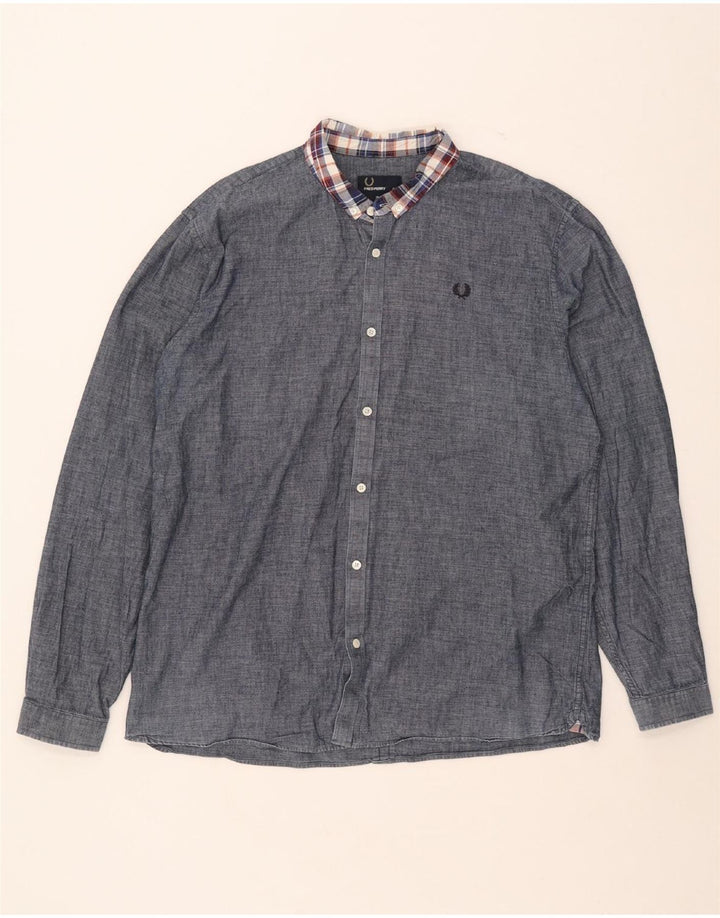 Fred Perry Ανδρικό πουκάμισο Slim Fit XL Navy Blue